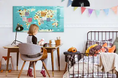 Tier-Weltkarte beschreibbare Magnettafel