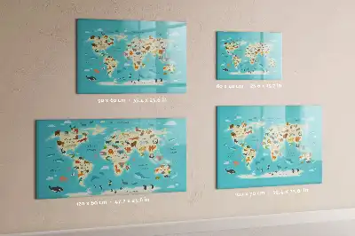 Tier-Weltkarte beschreibbare Magnettafel