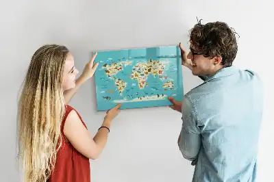 Tier-Weltkarte beschreibbare Magnettafel