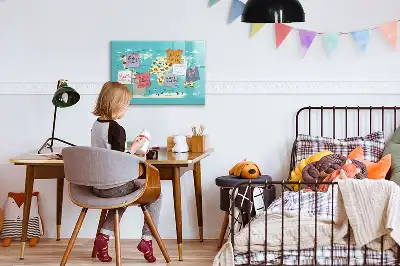 Tier-Weltkarte beschreibbare Magnettafel