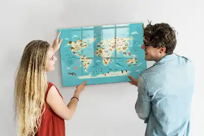 Tier-Weltkarte beschreibbare Magnettafel