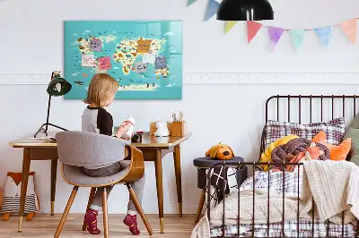 Tier-Weltkarte beschreibbare Magnettafel