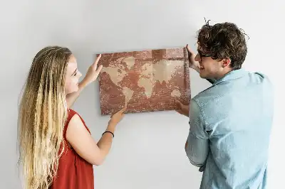 Schreib-Magnettafel mit Weltkartenmotiv auf Ziegeloptik