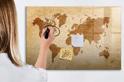 Magnetische Weltkarte im antiken Stil mit beschreibbarer Oberfläche