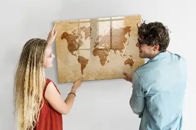 Magnetische Weltkarte im antiken Stil mit beschreibbarer Oberfläche