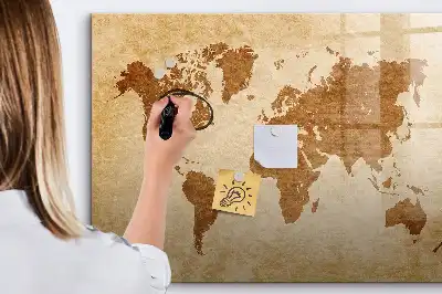 Magnetische Weltkarte im antiken Stil mit beschreibbarer Oberfläche