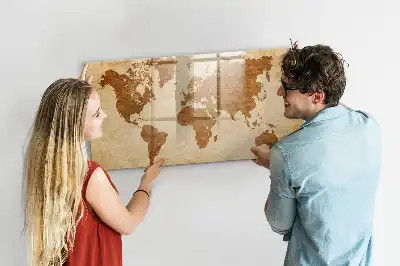 Magnetische Weltkarte im antiken Stil mit beschreibbarer Oberfläche