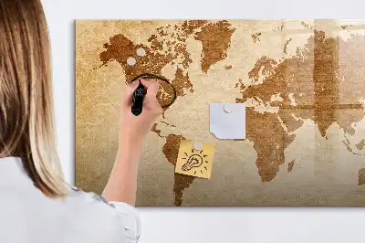 Magnetische Weltkarte im antiken Stil mit beschreibbarer Oberfläche