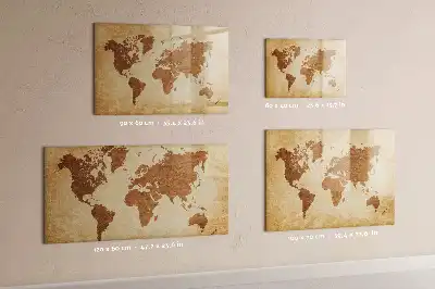 Magnetische Weltkarte im antiken Stil mit beschreibbarer Oberfläche