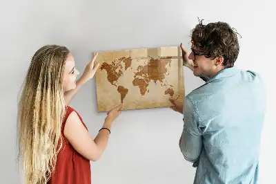 Magnetische Weltkarte im antiken Stil mit beschreibbarer Oberfläche