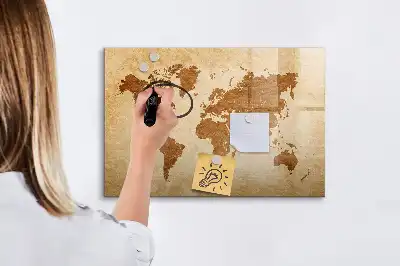 Magnetische Weltkarte im antiken Stil mit beschreibbarer Oberfläche