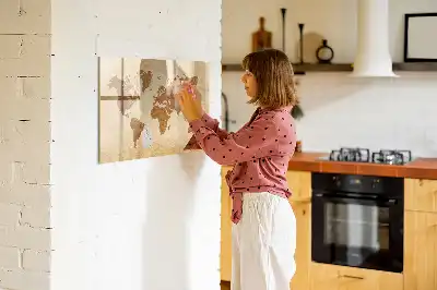 Magnetische Weltkarte im antiken Stil mit beschreibbarer Oberfläche