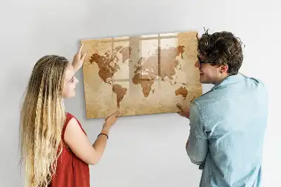 Magnetische Weltkarte im antiken Stil mit beschreibbarer Oberfläche