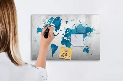 Schreib-Magnettafel in Weltkarten-Optik