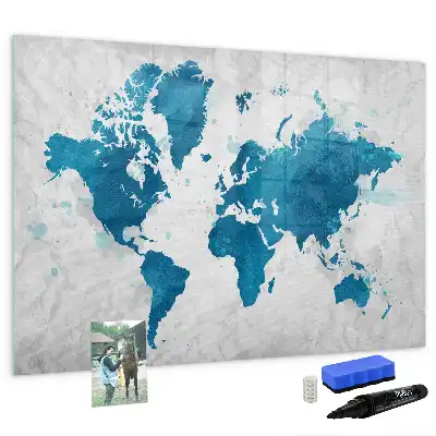 Schreib-Magnettafel in Weltkarten-Optik