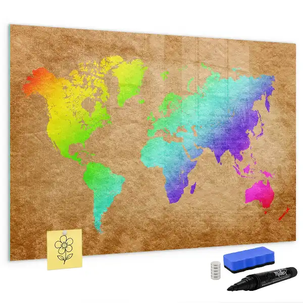 Regenbogen-Weltkarte beschreibbare Magnettafel