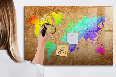 Regenbogen-Weltkarte beschreibbare Magnettafel