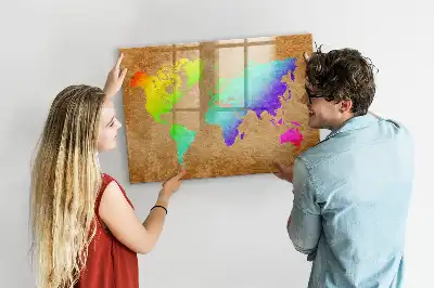 Regenbogen-Weltkarte beschreibbare Magnettafel
