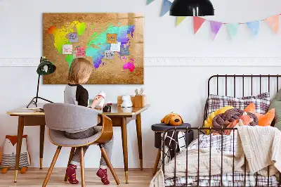 Regenbogen-Weltkarte beschreibbare Magnettafel