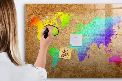 Regenbogen-Weltkarte beschreibbare Magnettafel