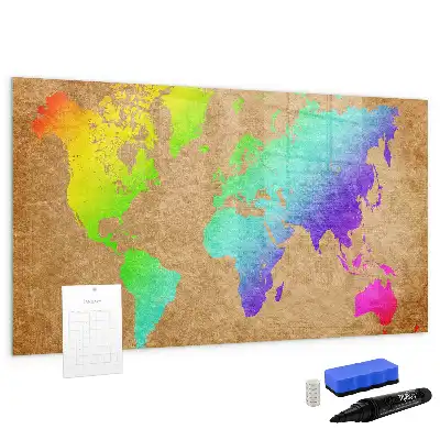 Regenbogen-Weltkarte beschreibbare Magnettafel
