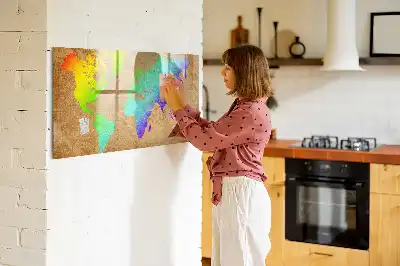 Regenbogen-Weltkarte beschreibbare Magnettafel