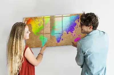 Regenbogen-Weltkarte beschreibbare Magnettafel