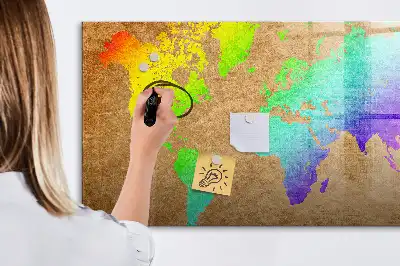 Regenbogen-Weltkarte beschreibbare Magnettafel