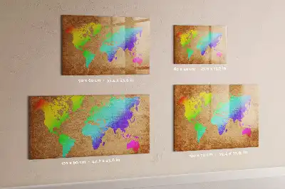 Regenbogen-Weltkarte beschreibbare Magnettafel