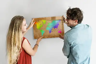 Regenbogen-Weltkarte beschreibbare Magnettafel