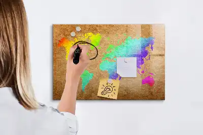 Regenbogen-Weltkarte beschreibbare Magnettafel