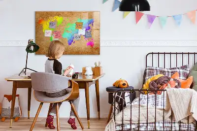 Regenbogen-Weltkarte beschreibbare Magnettafel