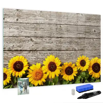 Schreib-Magnettafel mit Sonnenblumen-Motiv