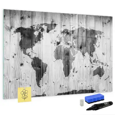 Magnetische Weltkarte auf Holz mit Schreibfunktion