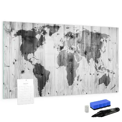 Magnetische Weltkarte auf Holz mit Schreibfunktion