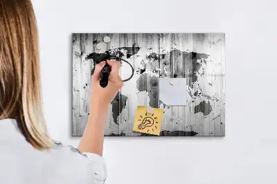 Magnetische Weltkarte auf Holz mit Schreibfunktion