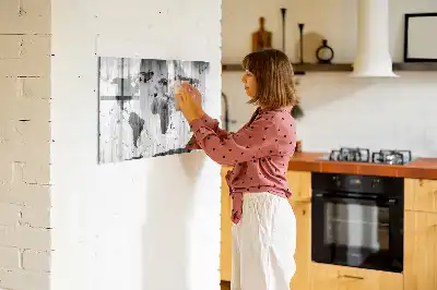 Magnetische Weltkarte auf Holz mit Schreibfunktion