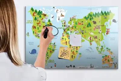 Kulturelle Weltkarte als magnetische Schreibtafel