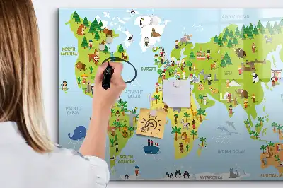 Kulturelle Weltkarte als magnetische Schreibtafel
