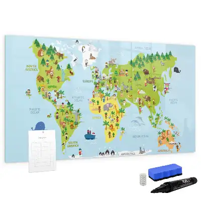 Kulturelle Weltkarte als magnetische Schreibtafel
