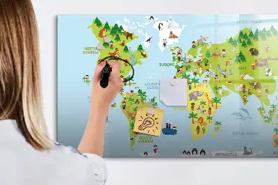 Kulturelle Weltkarte als magnetische Schreibtafel