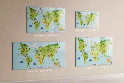 Kulturelle Weltkarte als magnetische Schreibtafel