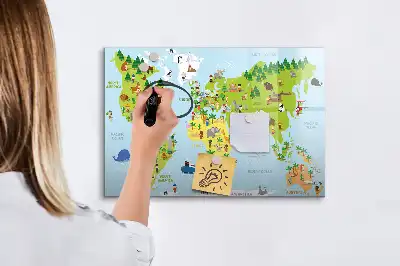 Kulturelle Weltkarte als magnetische Schreibtafel