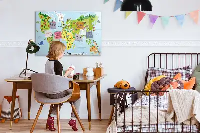 Kulturelle Weltkarte als magnetische Schreibtafel
