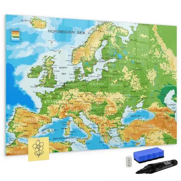 Schreib-Magnettafel mit geografischer Weltkarte