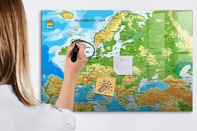 Schreib-Magnettafel mit geografischer Weltkarte