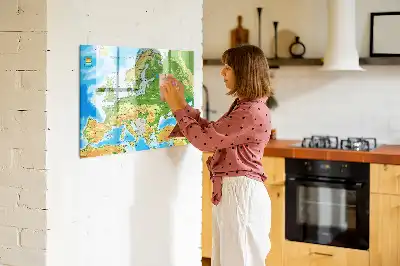 Schreib-Magnettafel mit geografischer Weltkarte