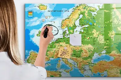 Schreib-Magnettafel mit geografischer Weltkarte