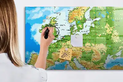Schreib-Magnettafel mit geografischer Weltkarte