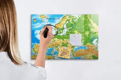 Schreib-Magnettafel mit geografischer Weltkarte